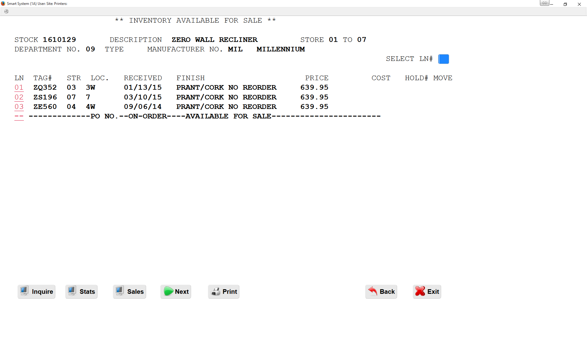 Inventory Management Module screenshot