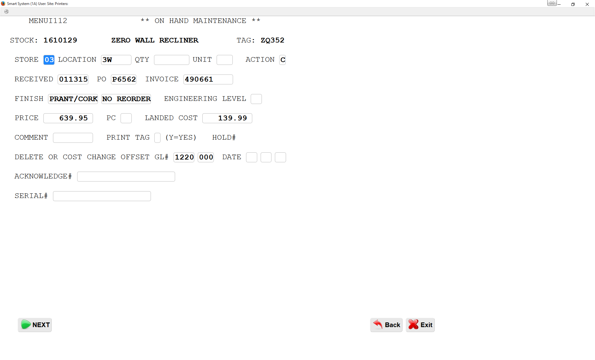 Inventory Management Module screenshot